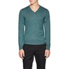 Piattelli Men's Merino Wool V-neck Sweater - Green