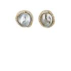 Samira 13 Women's Tahitian Pearl & White Diamond Stud Earrings - Gold