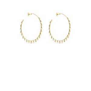 Samira 13 Women's Diamond & Pearl Hoop Earrings - Gold