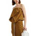 Rick Owens Women's Checked Strapless Bustier Top - Yellow Brown