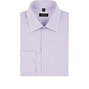 Barneys New York Men's Checked Cotton Poplin Dress Shirt-lilac