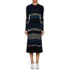 Proenza Schouler Women's Striped Wool-blend Midi-sweaterdress-black, Navy