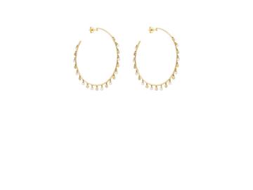 Samira 13 Women's Diamond & Pearl Hoop Earrings