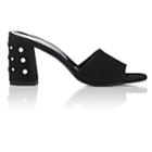 Barneys New York Women's Embellished-heel Suede Mules-black
