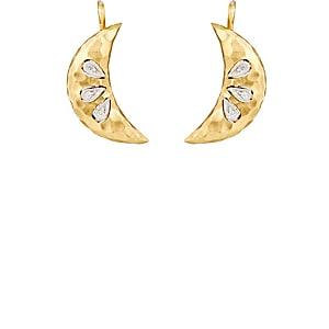 Cathy Waterman Women's White-diamond-accented Crescent Moon Earrings