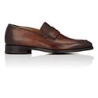 Barneys New York Men's Burnished Leather Penny Loafers-brown