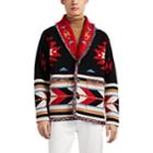 Alanui Men's Icon Folkloric-pattern Cashmere Cardigan - Black