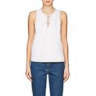 Lisa Perry Women's Cotton Piqu Lace-up Swing Top-white