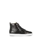 Christian Louboutin Men's Rantus Flat Crocodile-stamped Leather Sneakers - Black