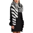 Valentino Women's Striped Fox Fur Collar - Wht.&blk.