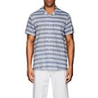 Onia Men's Vacation Striped Linen-cotton Short-sleeve Shirt-blue