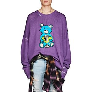 Amiri Men's Teddy Bear Oversized Sweater - Purple | LookMazing