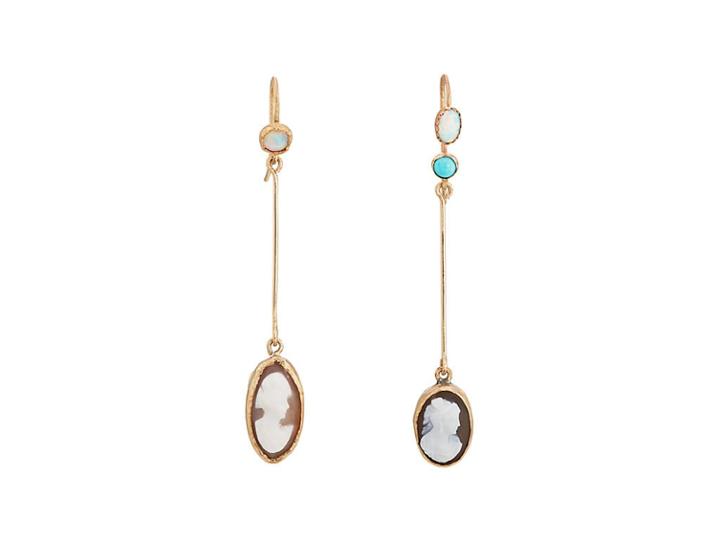 Julie Wolfe Women's Mixed-gemstone & Cameo Mismatched Drop Earrings