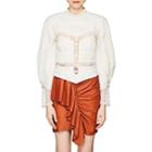 Isabel Marant Women's Lyneth Crocheted-inset Linen Blouse-white