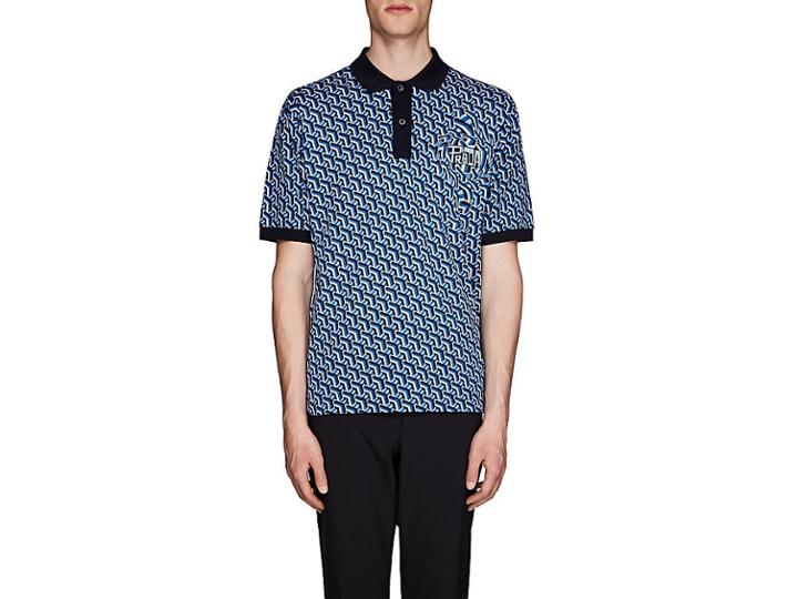 Prada Men's Geometric Cotton Polo Shirt