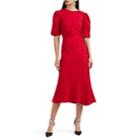Saloni Women's Annie-b Dot-jacquard Silk Midi-dress - Red