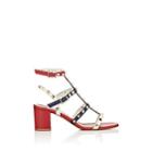 Valentino Garavani Women's Rockstud Leather Multi-strap Sandals - Red