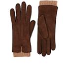 Barneys New York Women's Extended-cuff Leather Gloves-brown