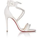 Christian Louboutin Women's Choca Spikes Leather Sandals-latte, Silver