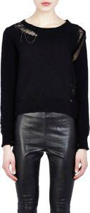 Saint Laurent Distressed Sweater-black