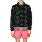 Gosha Rubchinskiy Men's Geometric-pattern Cotton Polo Sweater-green