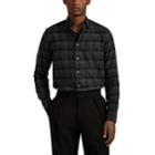 Brioni Men's Plaid Cotton Flannel Shirt - Black