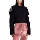 Area Women's Crystal-cutout Chenille Crop Sweater - Black