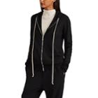 Rick Owens Women's Boiled-cashmere Zip-front Hooded Sweater - Black