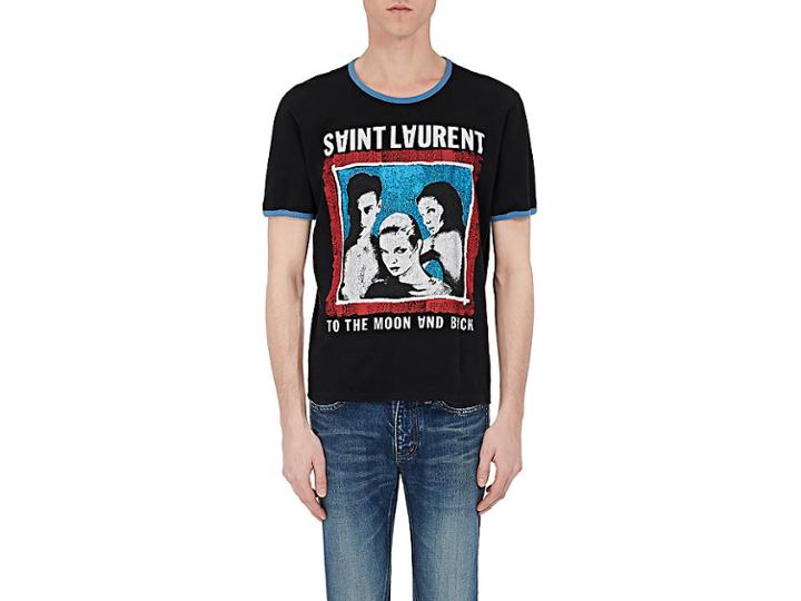 Saint Laurent Men's Graphic Cotton Ringer T-shirt