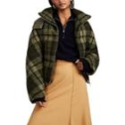 J.w.anderson Women's Plaid Virgin Wool Tweed Crop Down Puffer Jacket - Green