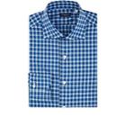 Finamore Men's Checked Cotton Poplin Shirt-navy