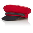Lola Hats Women's Classic Chauffeur Wool And Leather Cap - Red