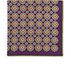 Bigi Men's Floral-medallion-print Silk Pocket Square-purple