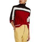Plan C Women's Colorblocked Mixed-knit Turtleneck Sweater - Red