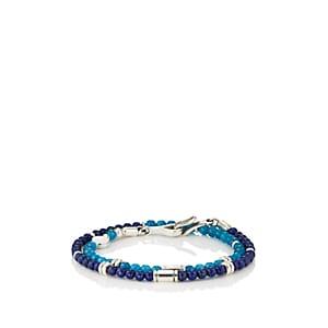Caputo & Co Men's Mixed-gemstone Beaded Double-wrap Bracelet - Blue