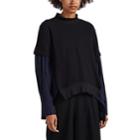 Regulation Yohji Yamamoto Women's Neoprene Jersey & Poplin Sweatshirt Blouse - Black
