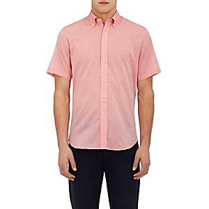Barneys New York Men's Cotton Voile Shirt-pink