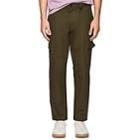 Ovadia & Sons Men's Embroidered Cotton Cargo Pants-olive