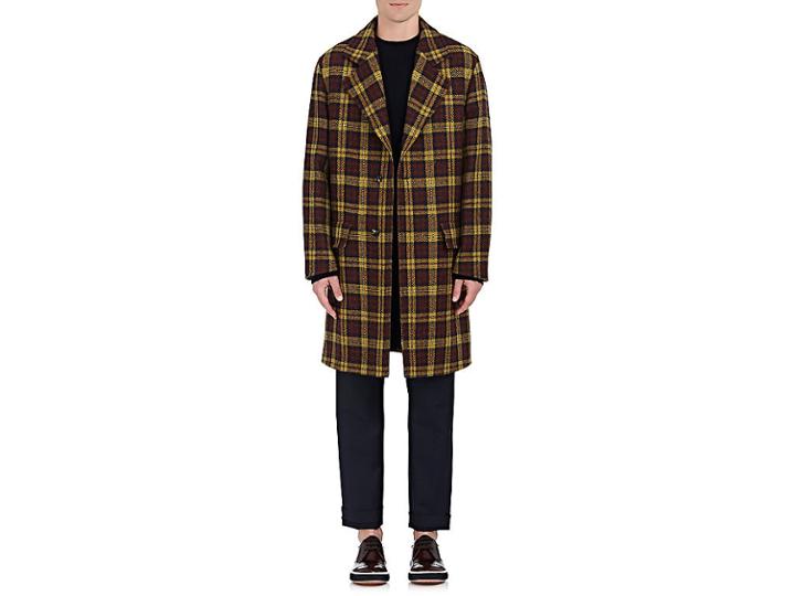 Marni Men's Oversized Tartan-checked Wool Tweed Coat