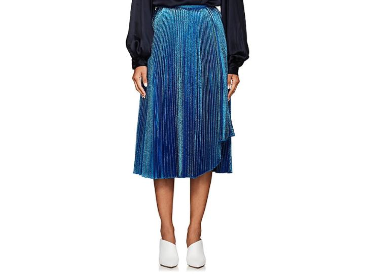 Cedric Charlier Women's Metallic Pleated Midi-skirt