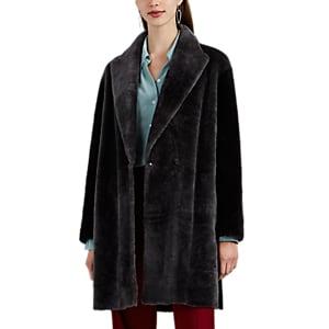 Boon The Shop Women's Reversible Shearling & Suede Patchwork Coat - Navy