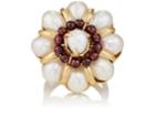 Goossens Paris Women's Baroque Pearl & Garnet Ring