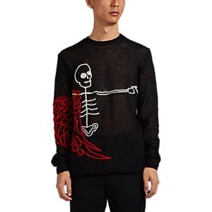Alexander Mcqueen Men's Skeleton-embroidered Mohair-blend Sweater - Black