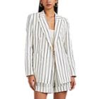Odyssee Women's Jeanne Pinstriped Canvas Double-breasted Blazer - White