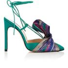Giannico Women's Bow-embellished Satin Sandals-green