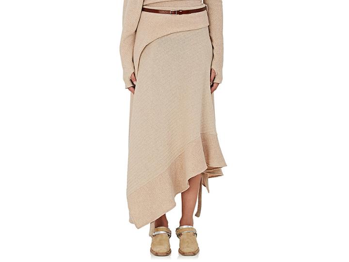 Paco Rabanne Women's Belted Rib-knit Virgin Wool-blend Skirt