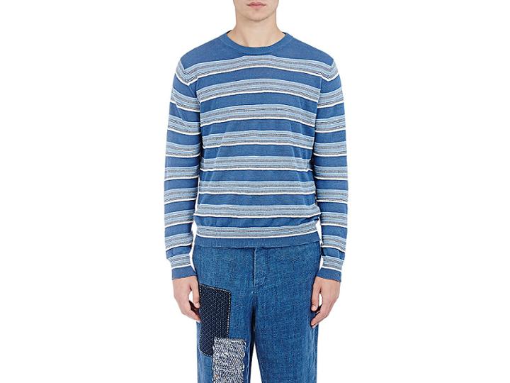 Loewe Men's Striped Linen-blend Jacquard Sweater