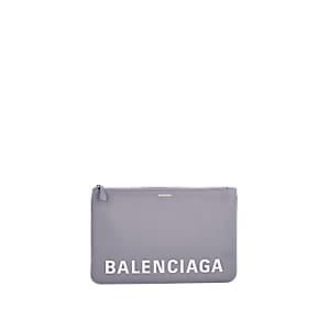 Balenciaga Women's Ville Large Leather Pouch - Gray