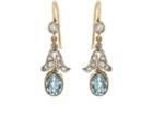 Stephanie Windsor Antiques Women's White Diamond & Aquamarine Earrings