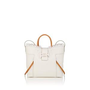 Tod's Women's Shearling-trimmed Double T Leather Tote Bag - White